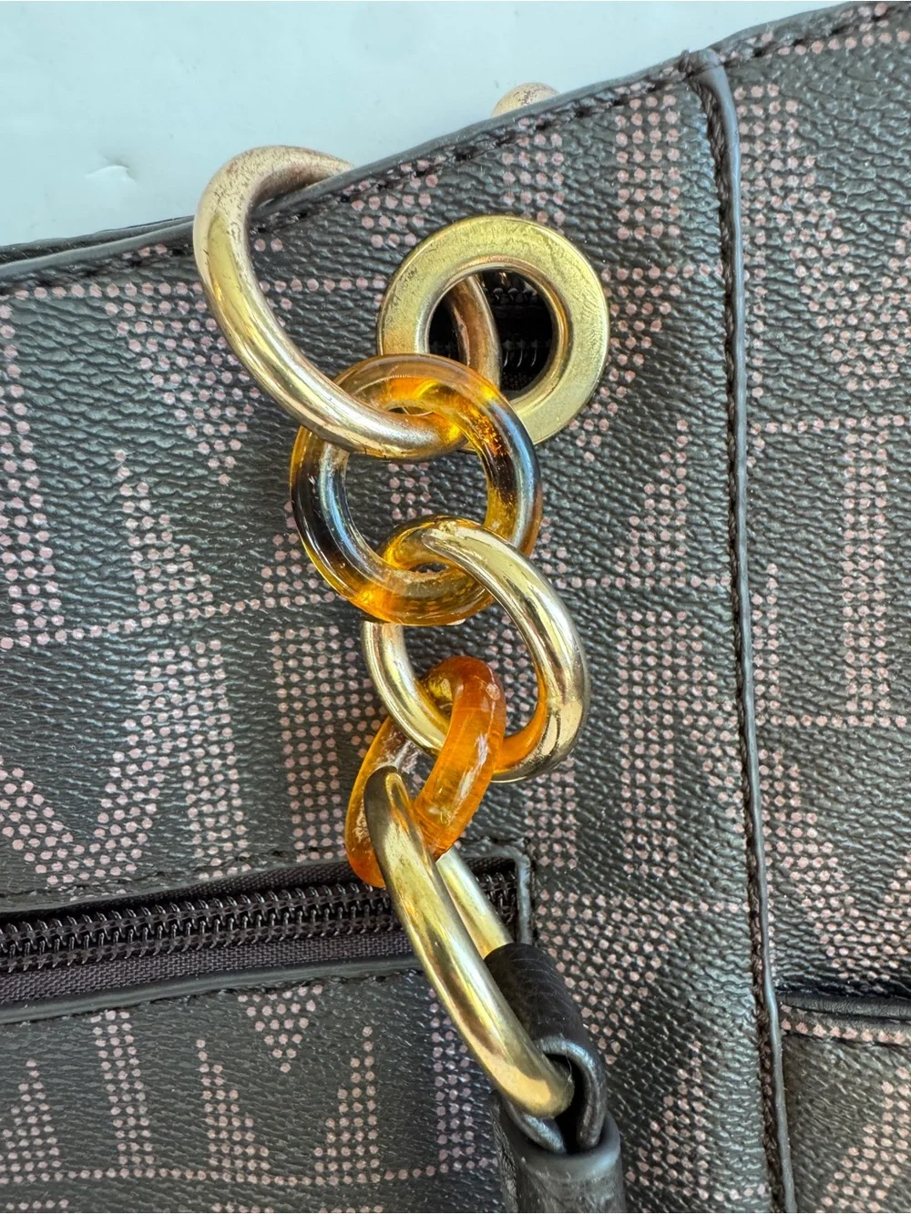 MKF Collection Mia K Rylee Signature Tote Bag Brown Monogram Logo Gold Chain